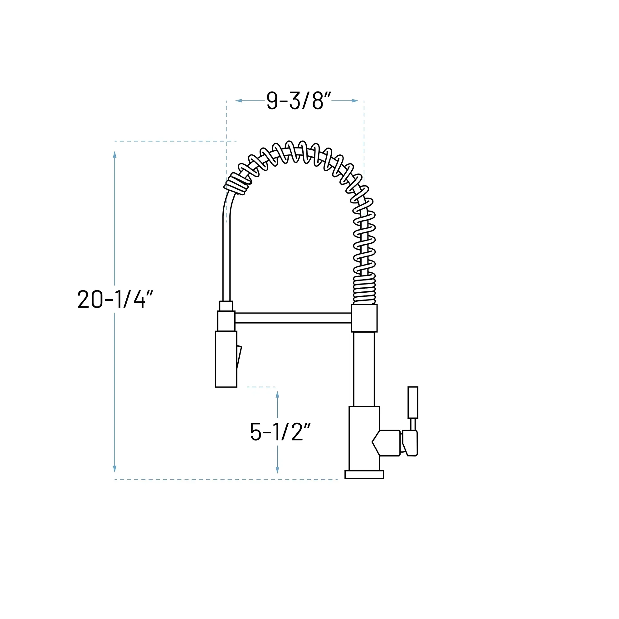 Spring Kitchen Faucet with Pull-Down Sprayer in Black, A-807-BL - Image 2