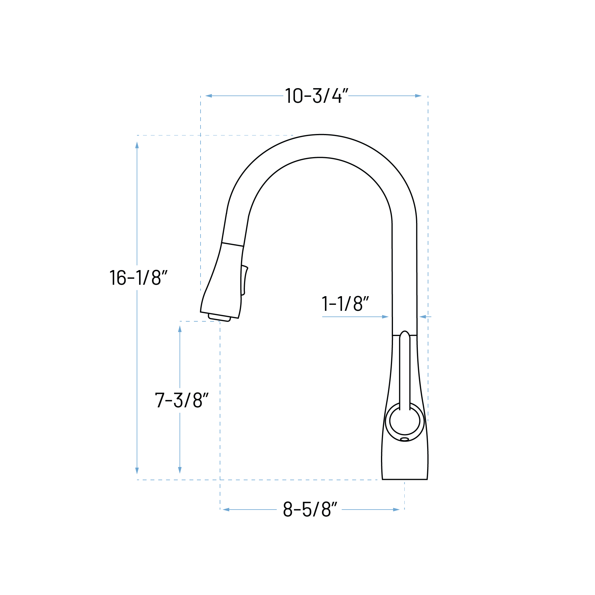 Pull-Down Single Handle Kitchen Faucet in Brushed Nickel, A-810-BN - Image 2