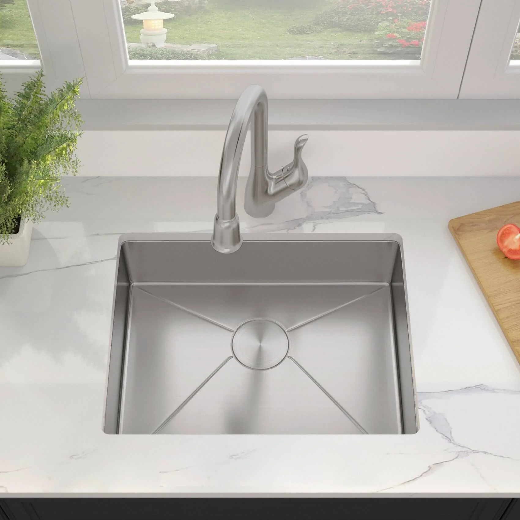 20" Undermount Stainless Steel Single Bowl ADA Kitchen Sink, ADA-KH-2016-S-R0 - Image 3