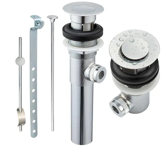 Chrome Stainless Steel Bathroom Popup Drain with Lift Rod, AL5-07-C