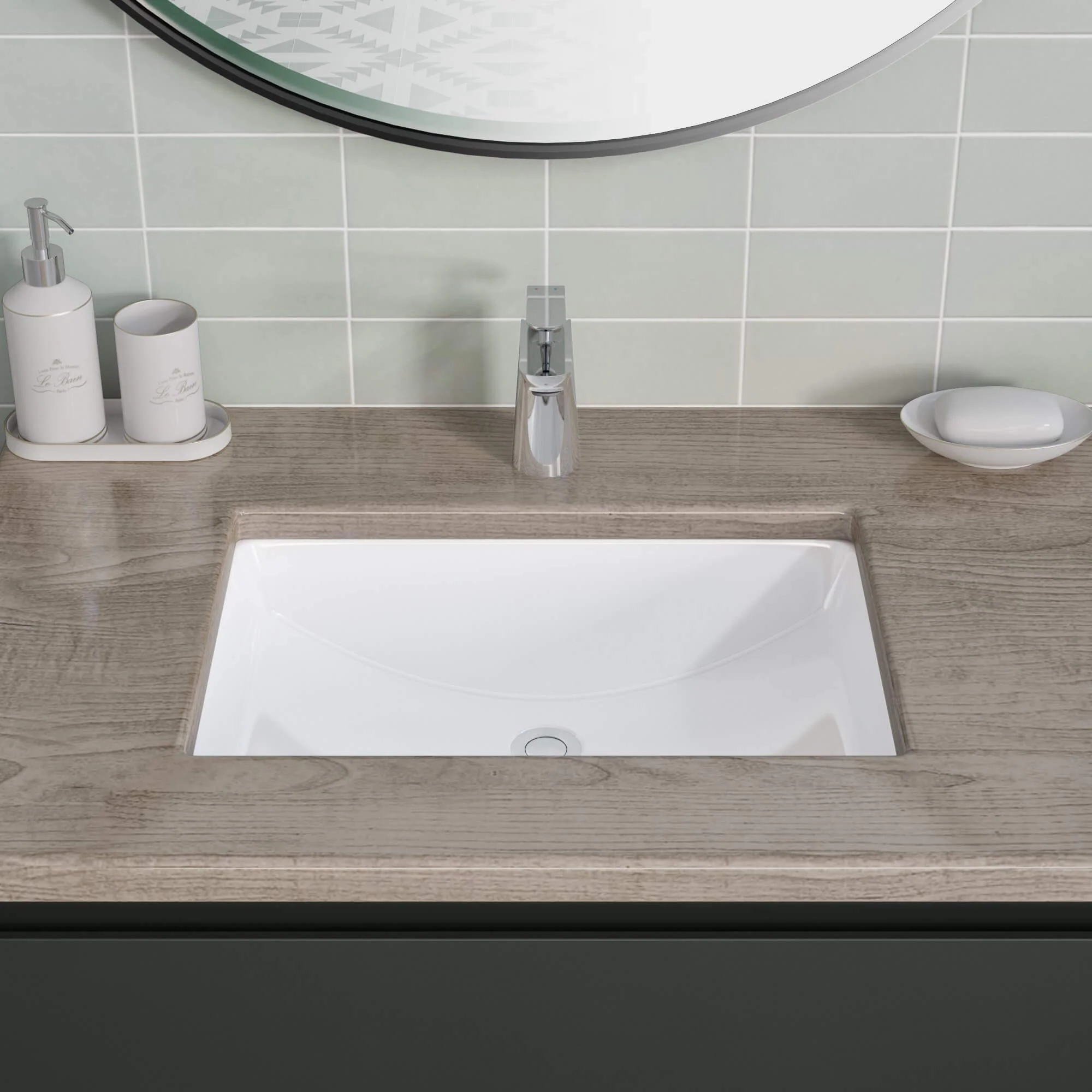 20-3/4" White Rectangular Vitreous China Undermount Bathroom Sink with Overflow Drain, VCS-1218-N-R - Image 4