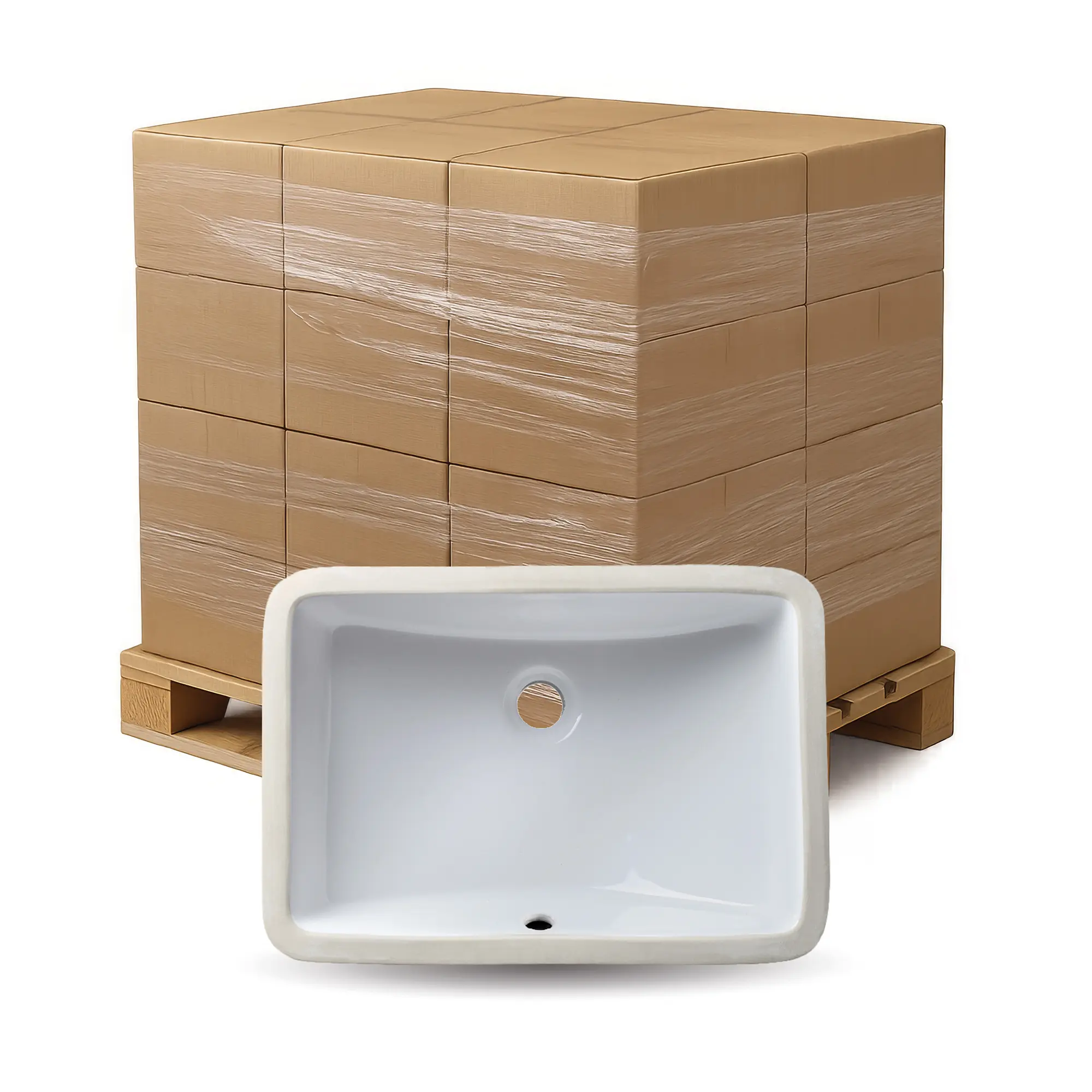 Bulk-Packed 20-1/2" Rectangular Porcelain Undermount Bathroom Sink in White, VCS-1318-R