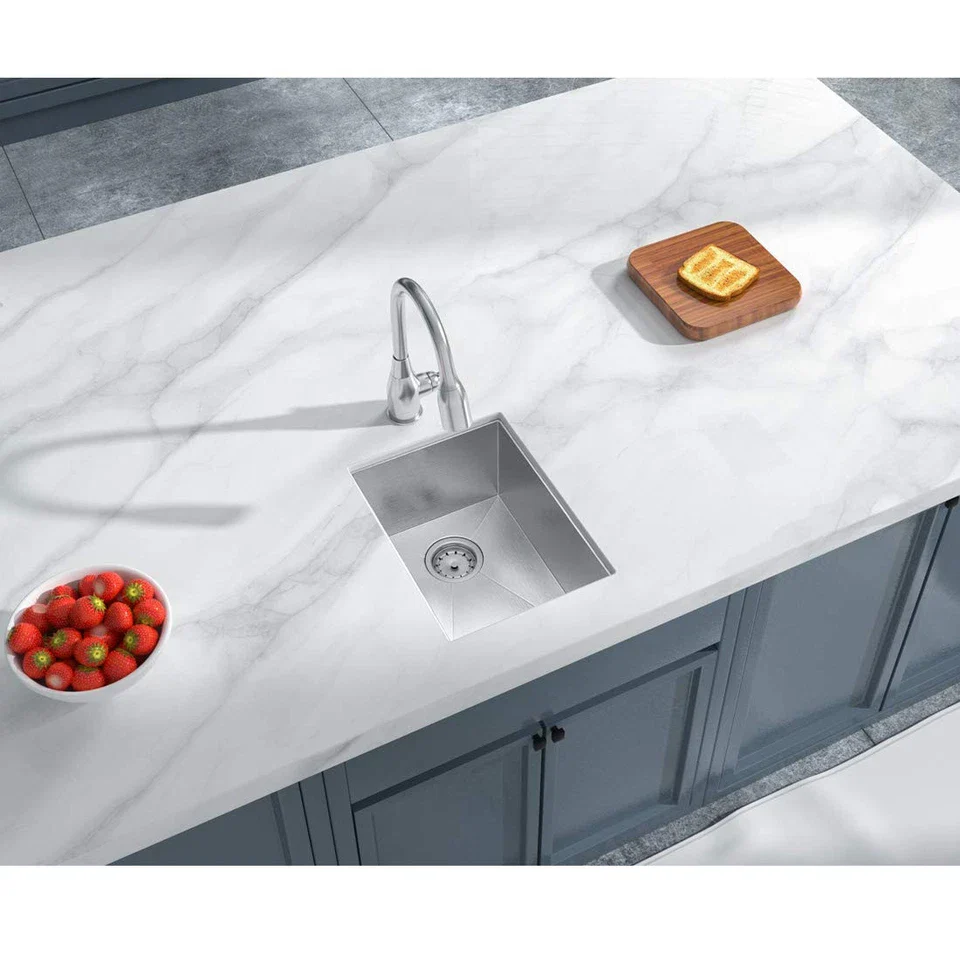 16" Undermount Stainless Steel Bar & Prep Sink, KH-1618-9-S-R20 - Image 5
