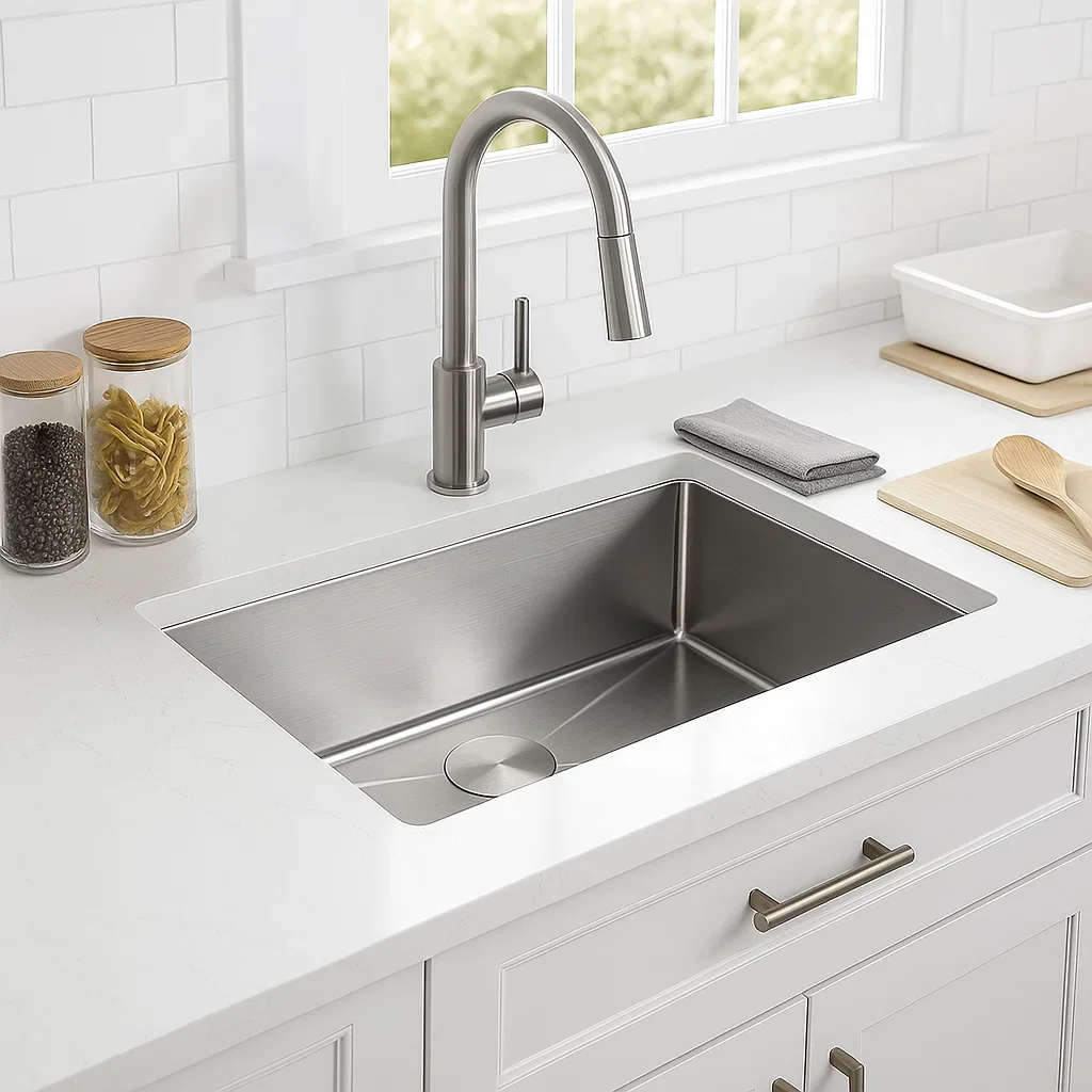 29" Undermount Stainless Steel Deep Single Bowl Kitchen Sink, KH-2918-10-S-R15 - Image 3