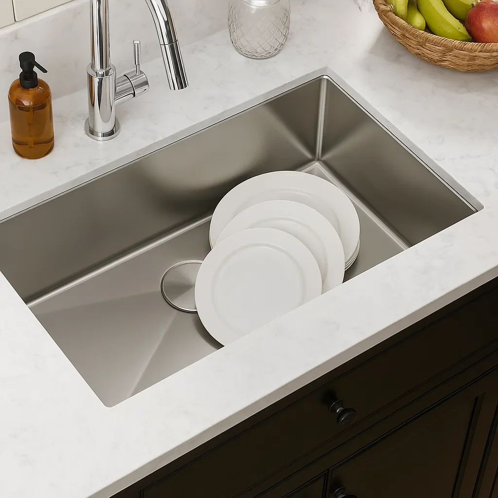 29" Undermount Stainless Steel Deep Single Bowl Kitchen Sink, KH-2918-10-S-R15 - Image 4