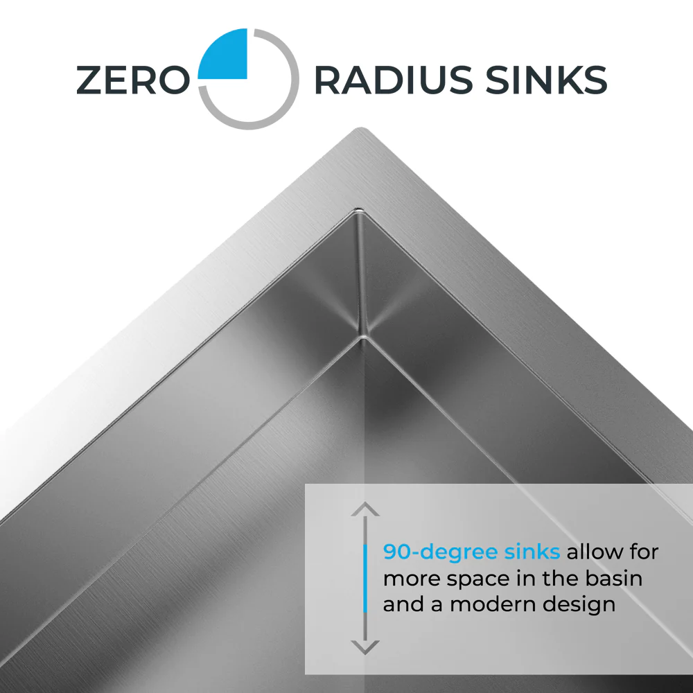 33" Zero Radius Farmhouse Apron Front Stainless Steel Kitchen Sink, KH-3321-10-S-R0-F - Image 4