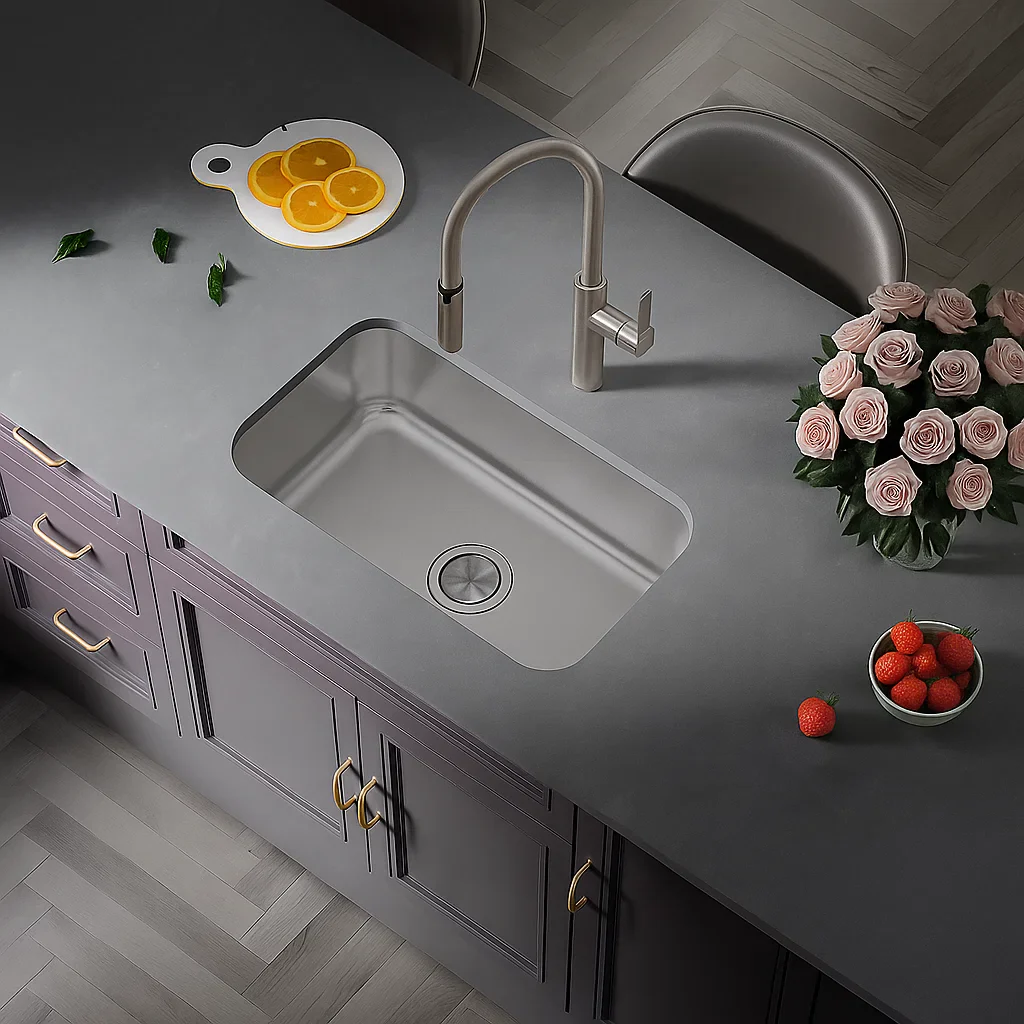 30" Undermount Shallow Stainless Steel Kitchen Sink - 7-inch Depth, KSN-3018-7-S - Image 3