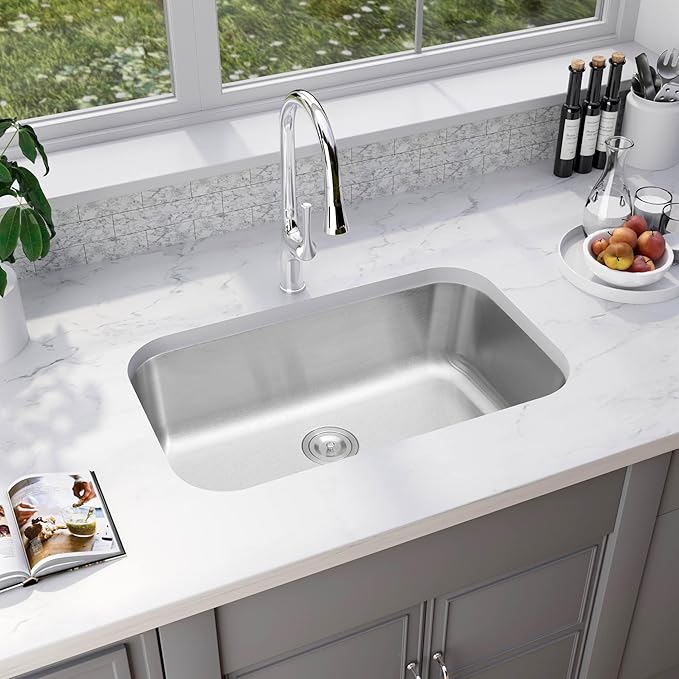32" Extra-Large Undermount Stainless Steel Single Bowl Kitchen Sink, KSN-3218-9-S - Image 4