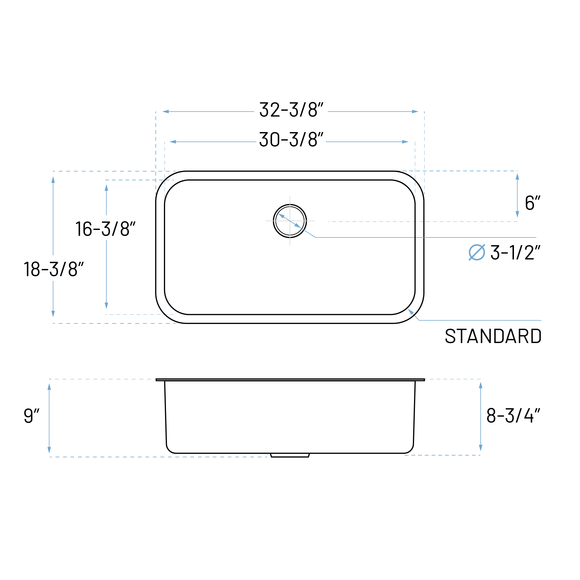 32" Extra-Large Undermount Stainless Steel Single Bowl Kitchen Sink, KSN-3218-9-S - Image 8